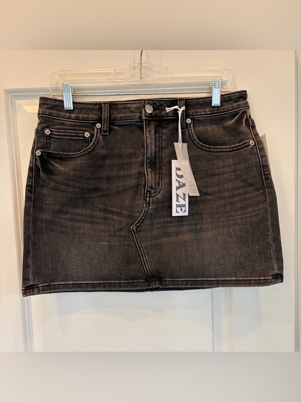 Daze Black Denim Mini Skirt - Women's